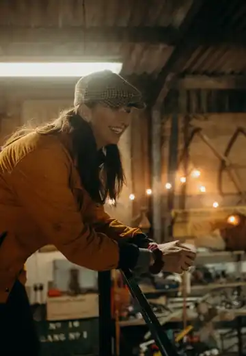 Jess from Bray’s Cider working in the cider house